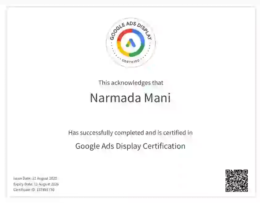 display ad certificate of digital marketing strategist in dubai