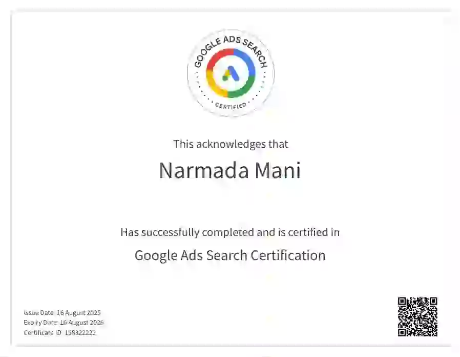 search ads certificate of digital marketing strategist in dubai